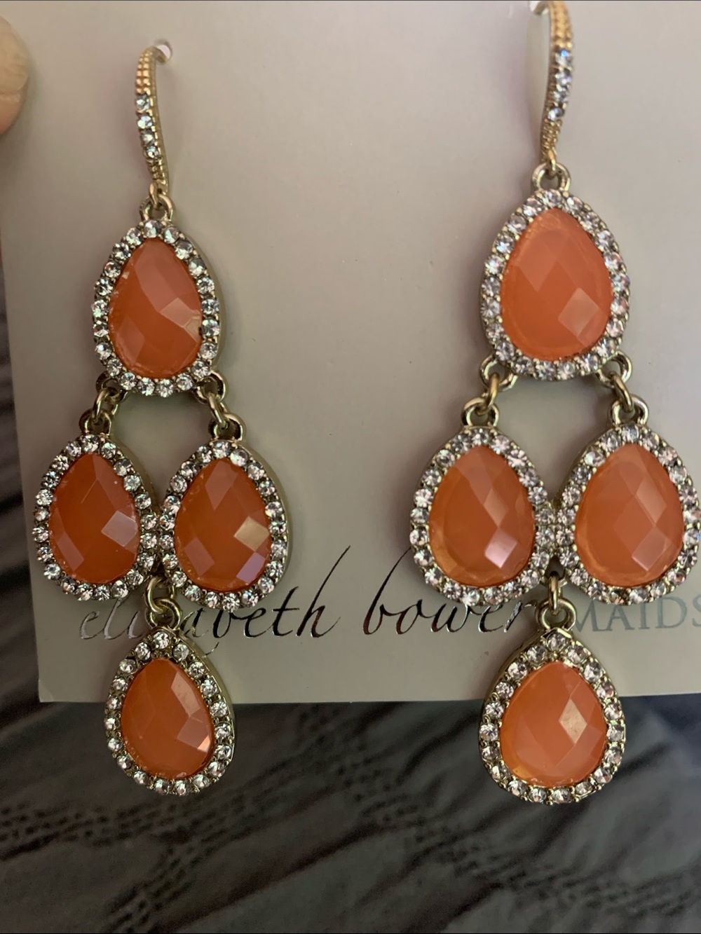Orange Teardrop Crystal Dangle Earrings Elizabeth Bower